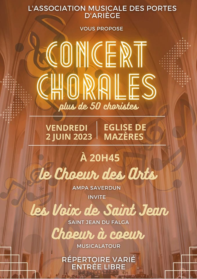 Concert chorales - École de Musique des Portes d'Ariège à l'église de Mazères