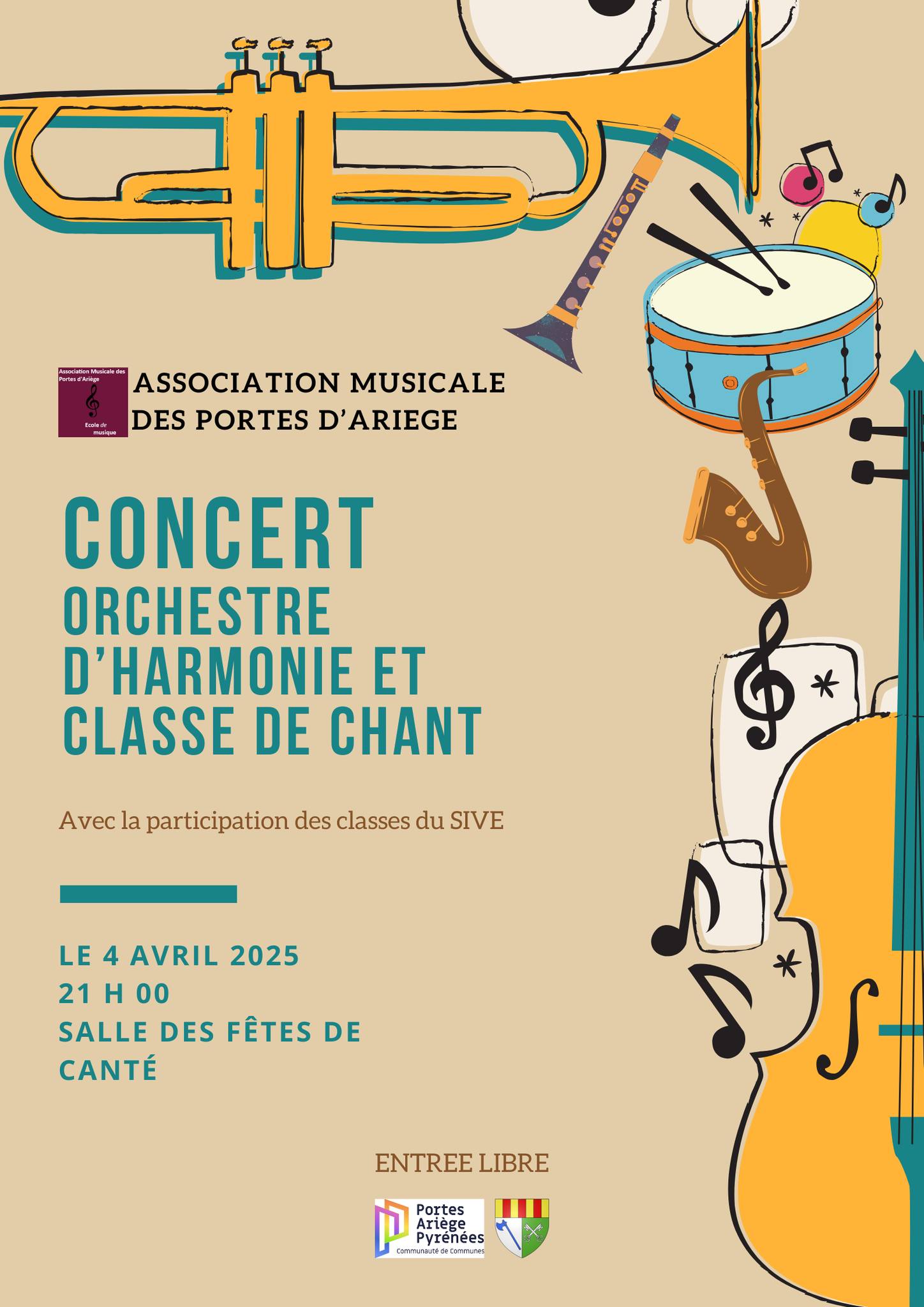 Concert orchestre d'harmonie et classe de chant - École de Musique des Portes d'Ariège à Canté